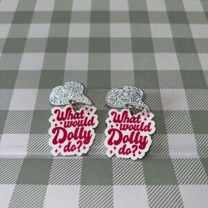 Silver Glitter Dolly Parton Earrings